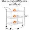 3-Tier Utility Rolling Cart with Wheels – Heavy Duty Commercial Grade Metal Serving Cart, 1500 LBS Capacity Tool Storage Cart with Handle Bar - 2 of 4
