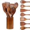 VAVSEA Thick Wooden Spoons for Cooking, 8Pcs Natural Wooden Utensil for Cooking with Non-Stick, Heat Resistant, Wood Kitchen Utensil Set - 2 of 4