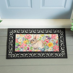 Evergreen Bunny in the Garden Sassafras Indoor Outdoor Switch Doormat 1'10"x10" Multicolored - 1 of 2