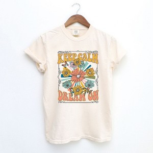 Simply Sage Market Women's Keep Calm Dream On Short Sleeve Garment Dyed Tee - 1 of 2