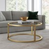 Metal Round Pedastal Base Coffee Table in Gold and Brass Finish - Henn&Hart - 2 of 4