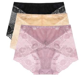 Agnes Orinda Women's 3 Pack Underwear Soft Briefs Lace Panties