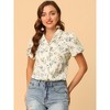 Allegra K Women's Notched Lapel Collared Button Short Sleeve Floral Shirt - 4 of 4