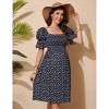 Women's Maternity Dress Square Neck Smocked Waist Puff Sleeve Floral Print Casual Midi Dress - 4 of 4