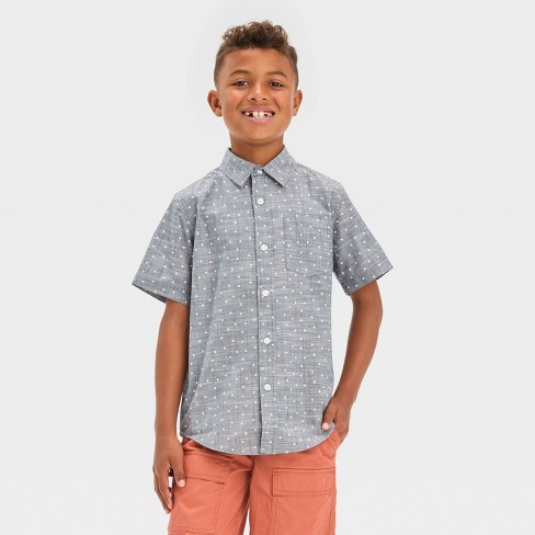 Boys Short Sleeve Poplin Button down Shirt Cat Jack Target