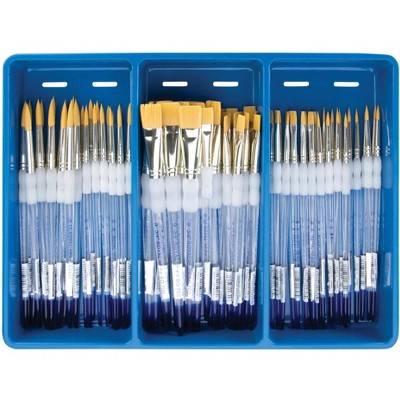 Royal & Langnickel Soft Grip Golden Taklon Brush Assorted Classroom Pack, Pack of 72