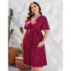 Plus Size Women's Pleated Midi Dress with Belt Flowy Casual Elegant Knee Length Dress for Work Summer - 3 of 4