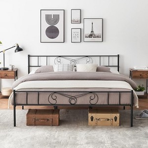 Metal Bed Frame Platform with Headboard and Footboard, Metal Bed Mattress Foundation, King Bed Frame with Storage, Easy Assembly, No Box Spring Needed - 1 of 4