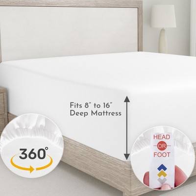 Bright White Luxurious Cotton Full Fitted Sheet with Deep Pockets