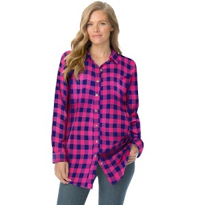 Woman Within Plus Size Classic Flannel Shirt - 1 of 4