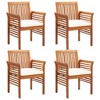 vidaXL Solid Acacia Wood 5 Piece Patio Dining Set with Cushions- Weather-Resistant Slatted Design Outdoor Furniture Set for Backyard/Patio - 3 of 4