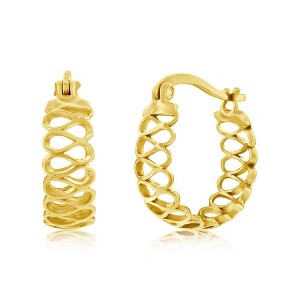 Bella Silver Sterling Silver Infinity Cut-Out Hoop Earrings - Gold Plated - Gold - 1 of 2