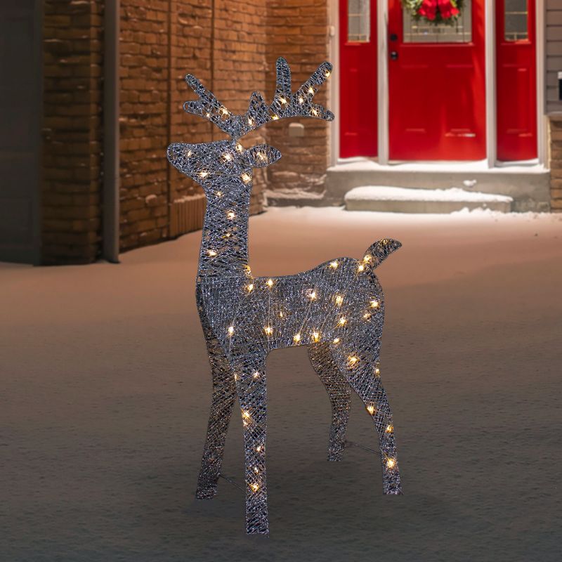 Northlight 39.5" LED Lighted Silver Glitter Reindeer Outdoor Christmas Decoration, 2 of 7