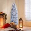 Costway 7 FT Pre-Lit Christmas Tree Hinged Slim Pencil w/ 350 LED Lights 670 Branch Tips - 2 of 4