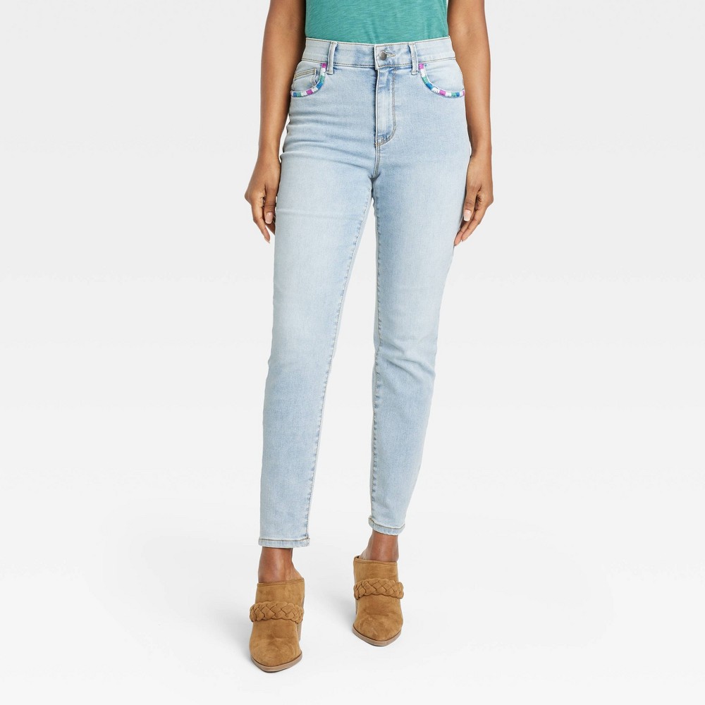Women's Mid-Rise Skinny Jeans - Knox Rose Light Wash 8, Light Blue