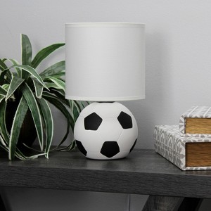 Simple Designs 10.7" Sports Lite Mini Soccer Table Lamp Mancave White and Black - 1 of 4