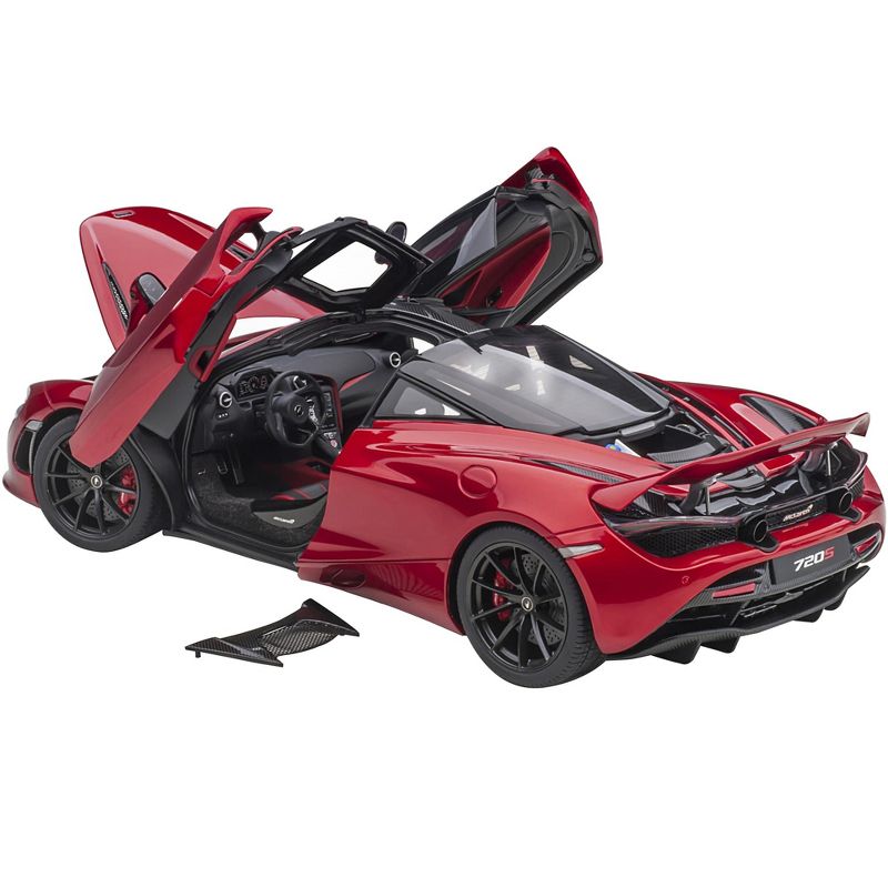 McLaren 720S Memphis Red Metallic with Black Top and Carbon Accents 1/18 Model Car by Autoart, 2 of 7