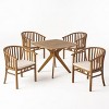 Christopher Knight Home Alondra Outdoor Acacia Wood 5 Piece Dining Set with Cushion - 2 of 4