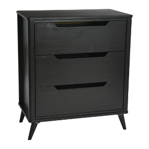 Yume Mid Century Modern Solid Wood Dresser Chest of 3 Drawers - 1 of 4