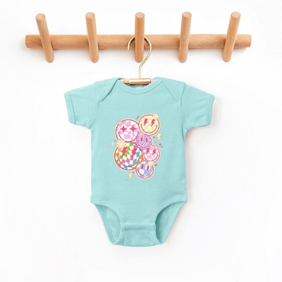 The Juniper Shop Colorful Checkered Smiley Face Baby Bodysuit