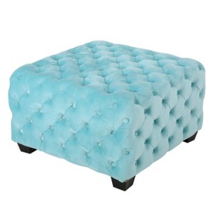 Piper Tufted Square Ottoman Bench Green - Christopher Knight Home