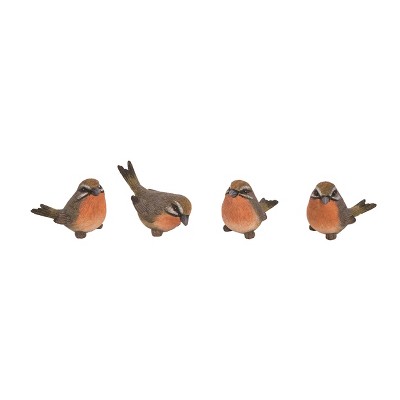 Transpac Small Resin Orange Belly Bird Set of 4 Spring Home Decorations