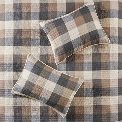 Madison Park 6pc Full/Queen Warren Herringbone Quilted Reversible Coverlet Set with Decorative Pillows Neutral: Lightweight Polyester Bedding Set — фото 7