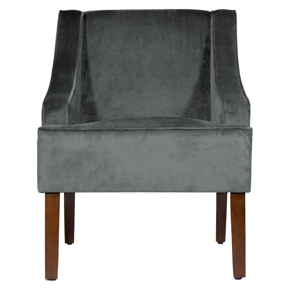 Photos - Chair Velvet Swoop Armchair Gunmetal - HomePop