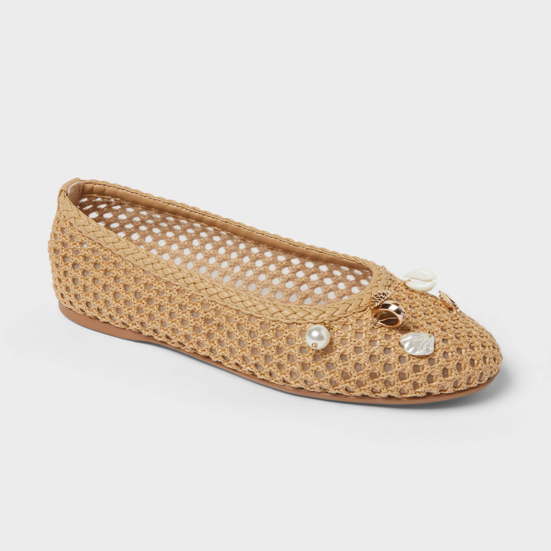 Women's Penelope Woven Ballet Flats - A New Day™ Natural