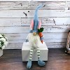 HomeRoots 32" Blue and White Fabric Christmas Sitting Gnome Tabletop Sculpture - 2 of 4