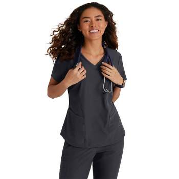 Skechers By Barco - Vitality Women's Electra 3-pocket Ribbed V-neck Scrub  Top Small Navy : Target