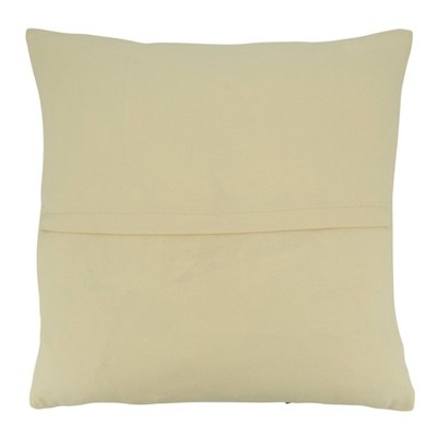 20" Beige and Black Cotton Frayed Stitch Line Throw Pillow Cover