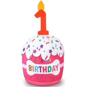 Dog 1st Birthday Cake Toy Accessories for Girl Boy Gifts, Pink Squeaky Plush Toy for Dog Birthday Party Decor Favor for Large, Medium and Small Dogs - 1 of 1