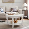 Damerin Traditional Wood Round Center Coffee Table With Storable Shelf 2 Layer-White - 4 of 4