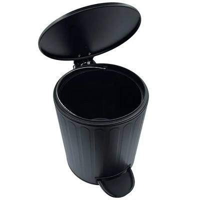 Home Mart Goods 10" Tall Black Step Garbage Can with Removable Inner Bucket, Soft-Close Metal Waste Basket with Foot Pedal