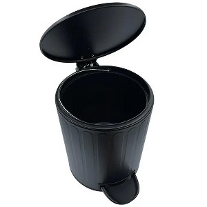 Home Mart Goods 10" Tall Black Step Garbage Can with Removable Inner Bucket, Soft-Close Metal Waste Basket with Foot Pedal - 1 of 3