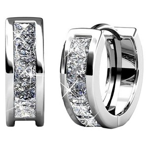 18k Gold Plated 17mm Women Hoop Earrings with Crystals - 1 of 4