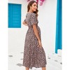 Clearlove Maternity Dress Women Smocked Crew Neck Puff Sleeve Floral Midi Dress Summer Beach Dress - 4 of 4