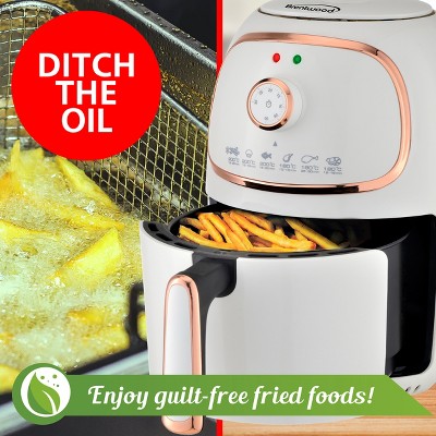 Brentwood White Electric Air Fryer with Rose Gold Accents