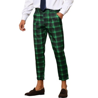 Lars Amadeus Men's Plaid Ankle Length Business Trousers