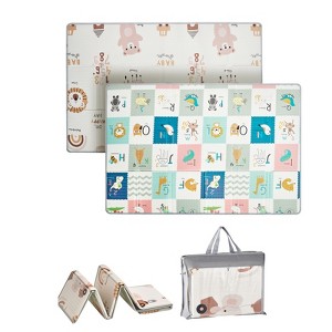 VEVOR Baby Play Mat, 51""x79"" Baby Crawling Mat, Non-Slip One-Piece Foam Baby Playmat, Foldable Portable Reversible Floor Mat with Travel Bag, Grey - 1 of 4