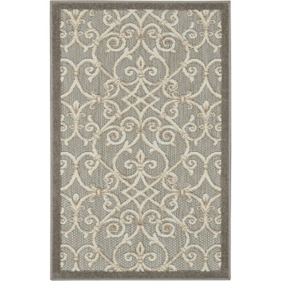 Aloha Scroll High-Low Pile Indoor/Outdoor Rectangular Rug