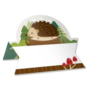 Big Dot of Happiness Forest Hedgehogs - Woodland Birthday Party or Baby Shower Tent Buffet Card - Table Setting Name Place Cards - Set of 24 - 1 of 4
