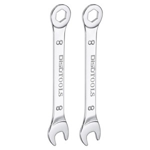 Unique Bargains CR-V 6-Point Ended Box 15 Degree Offset Open End Metric Thin Combination Wrench 2 Pcs - 1 of 4