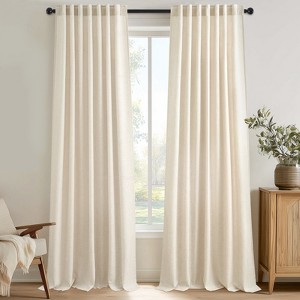 Topfinel Linen Back Tab Curtains,Light Filtering Curtain, Thick Linen Textured Semi Sheer Drapes(Set of 2,With Hooks) - 1 of 4