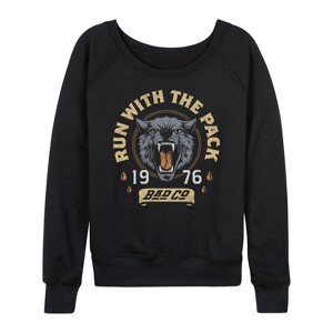 Women's - Bad Company - Run With The Pack Lightweight French Terry Wide Neck Long Sleeve Shirt - 1 of 4