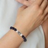 Chisel Stainless Steel Antiqued and 10mm Blue Quartz Beaded Moon 7.5" Stretch Bracelet - 4 of 4