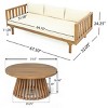 3 Seater Acacia Wood Outdoor Daybed and Coffee Table Set,2 Piece Wood Garden Furniture Sofa Set,Patio Lounge Set with Cushions-Coolbibila - 3 of 4