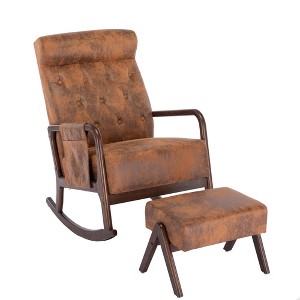 NicBex Polyester Fabric Glider Rocking Chair with Ottoman,Upholstered Nursery Rocking Chairs with High Backrest,Nursing Chair for Bedroom - 1 of 4