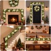 9FT Prelit Christmas Garland Decorations with LED Lights, Battery Operated Lighted Garland with Ball Poinsettia Ornaments for Xmas Decor - 3 of 4